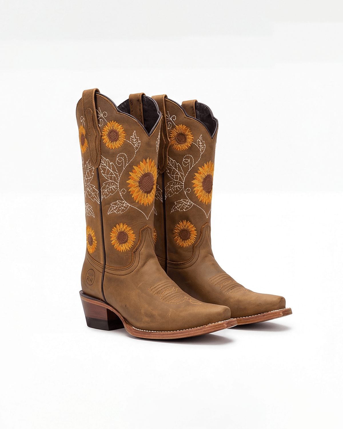 Botas camperas para mujer: con bordado de girasoles
