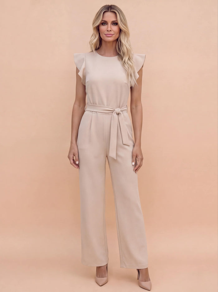 Damen Jumpsuit mit Weitem Bein und Schleifen-Taille