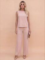 Damen Jumpsuit – Ärmelloser Eleganter Overall mit Weitem Bein