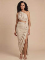 Damen-Set mit One-Shoulder-Top und Maxirock