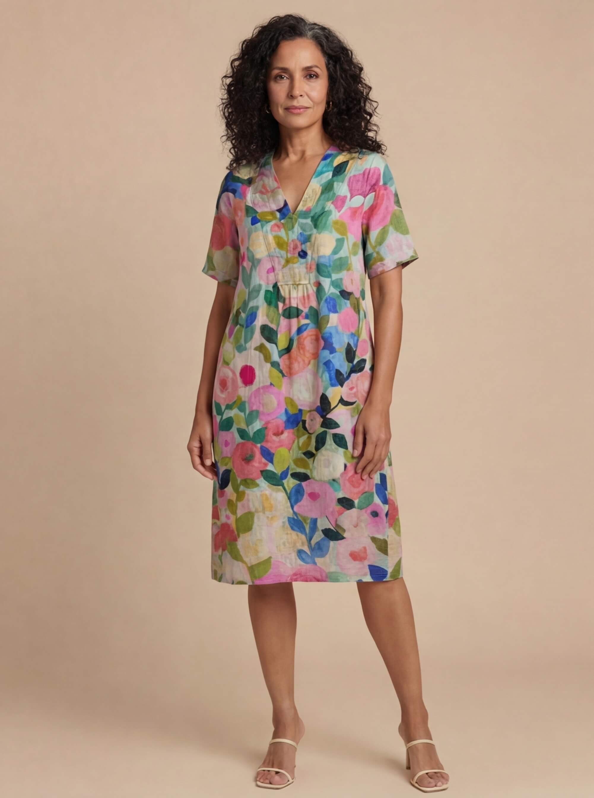 Vestido floral de verano para mujer – Vestido midi ligero con corte holgado