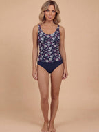 Damen-Badeanzug mit Print und V-Ausschnitt