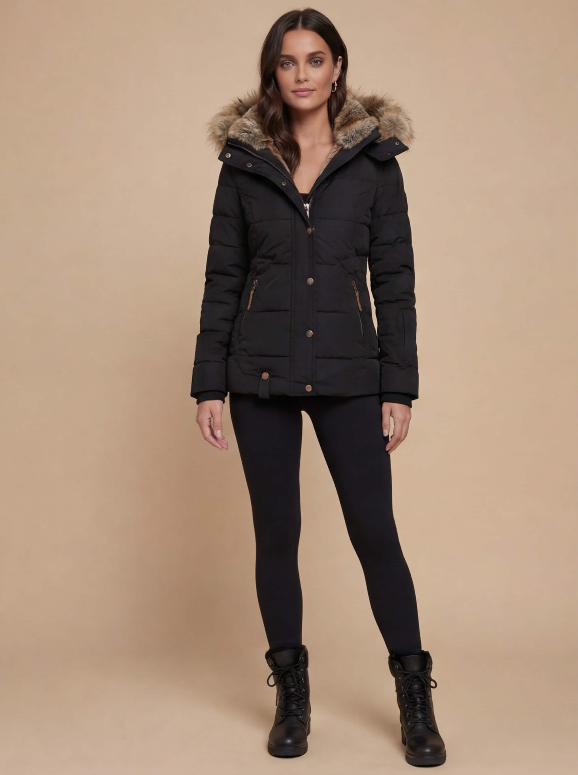 Damen Winterjacke – Gefüttert – Warme Parka mit Fellkapuze