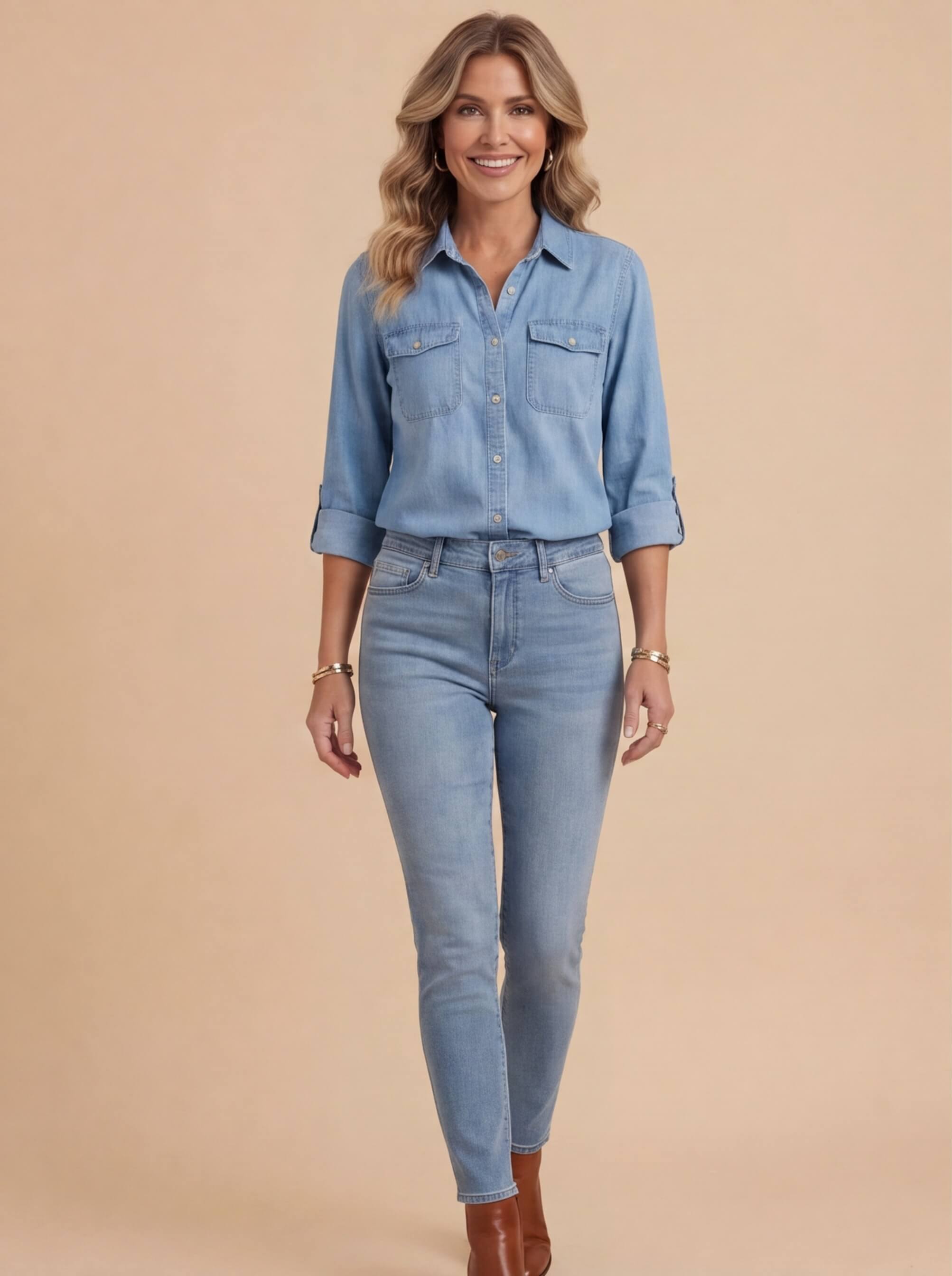Damen Oversized Denim Hemd