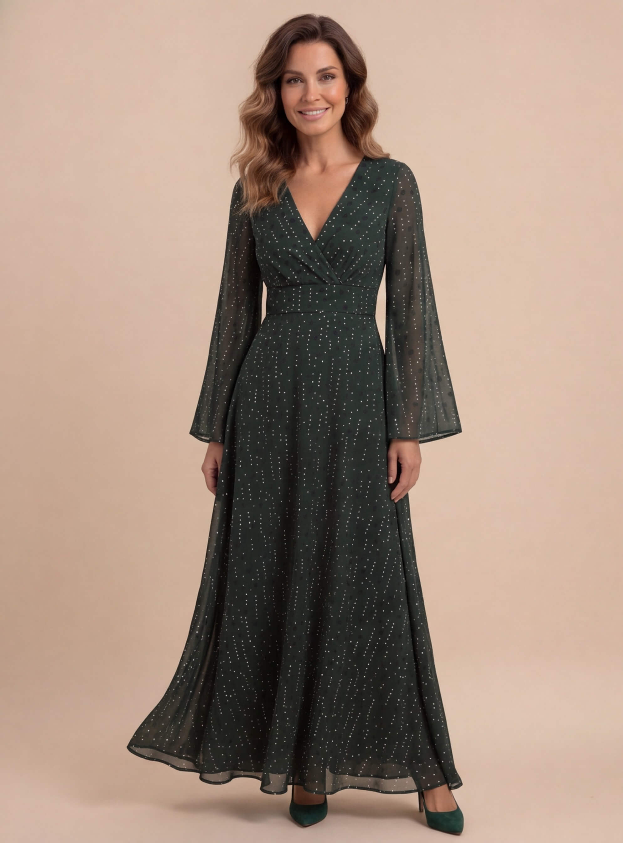 Vestido maxi boho para mujer con brillo