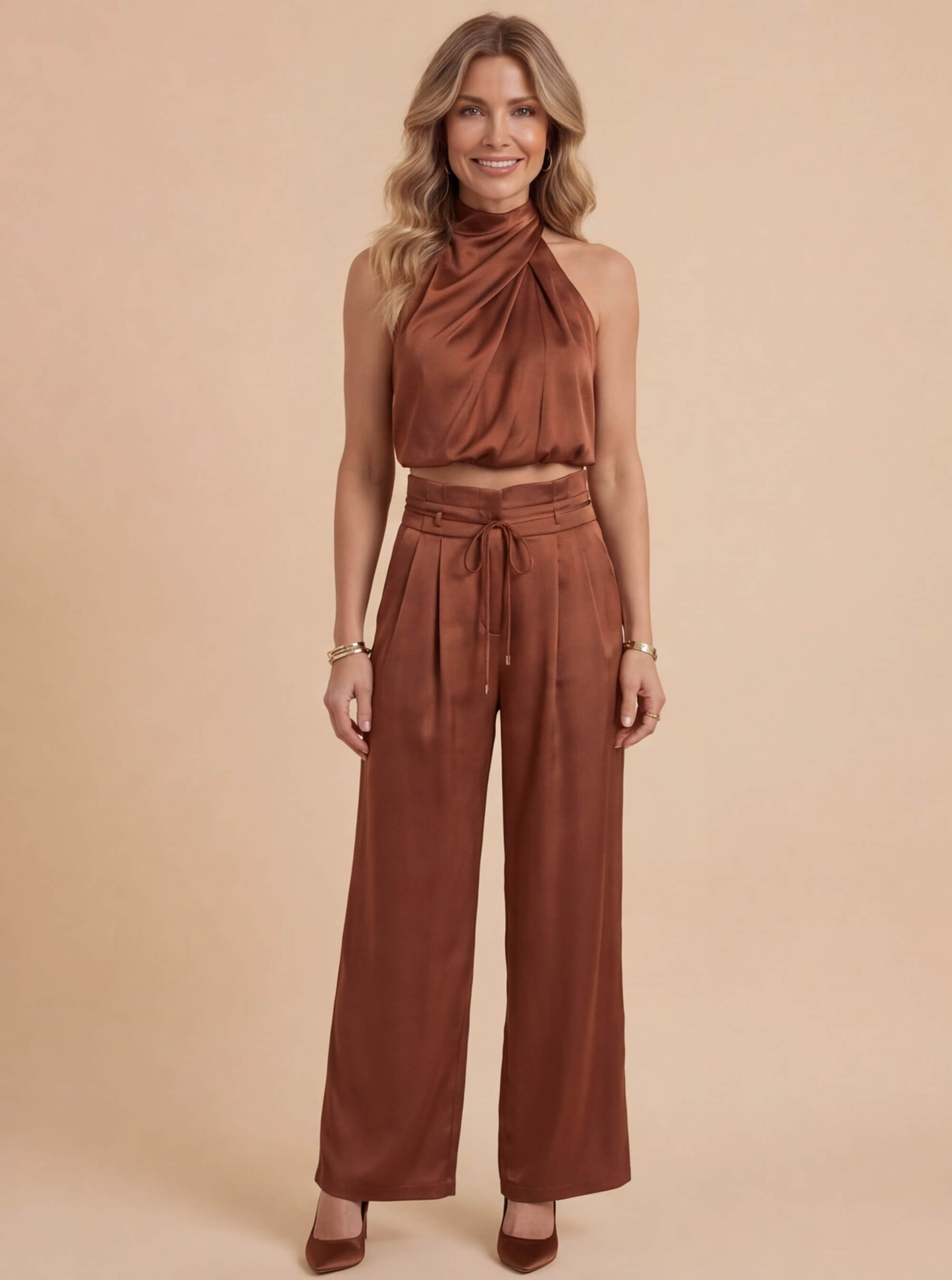 Damen-Set – One-Shoulder-Top & Weite Hose