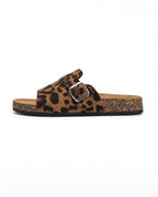 Dameslides med spænde – leopardmønster