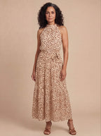 Damen Kleid – Halterneck A-Linien Maxikleid