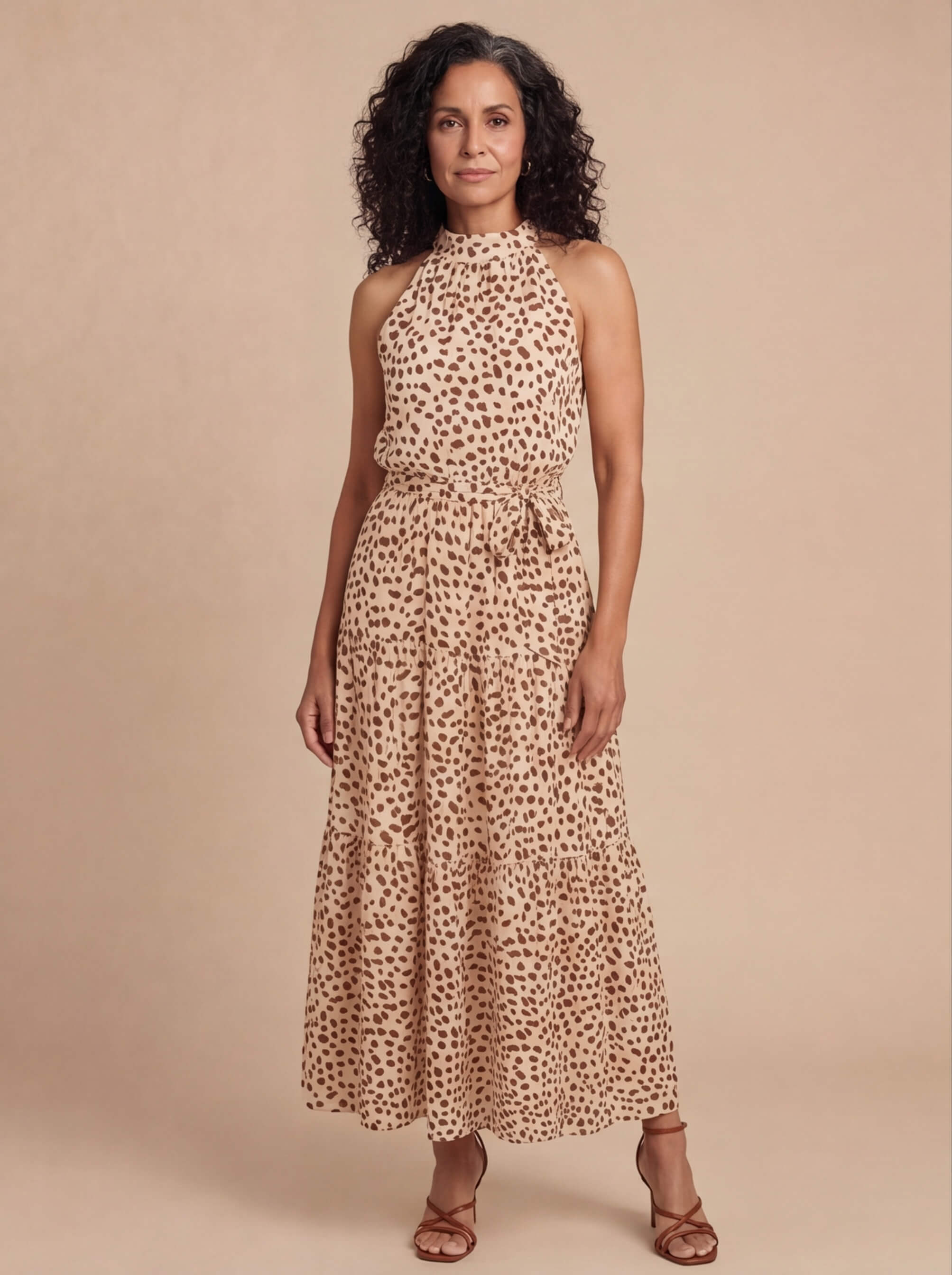 Damen Kleid – Halterneck A-Linien Maxikleid