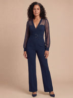 Damen Jumpsuit mit weitem Bein – Marineblau, Elegante Ausstrahlung & Mühelose Selbstsicherheit