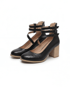 Damen Pumps mit Blockabsatz und Dreifachriemen