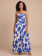 Abito Maxy Floreale Senza Spalline da Donna – Eleganza in Movimento