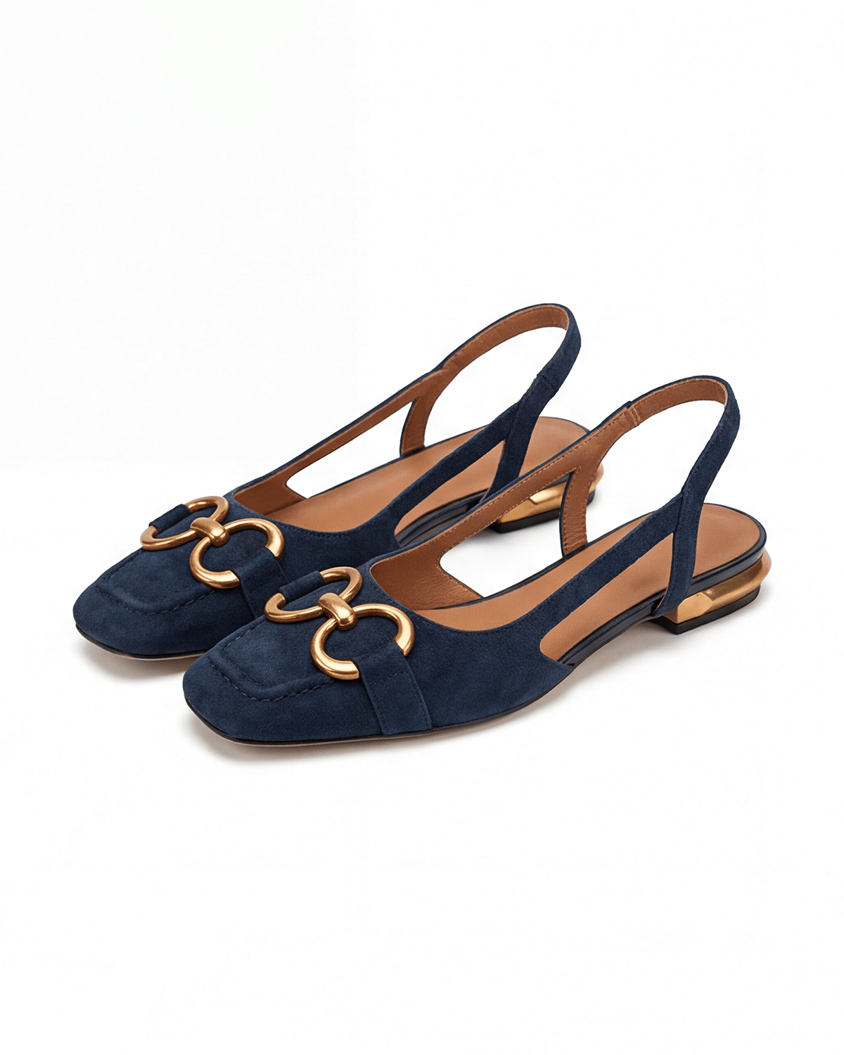 Damen Slingback-Ballerinas mit goldener Kette