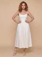 Damen Midi Kleid mit Dünnen Trägern – Fließende Eleganz für Jeden Tag