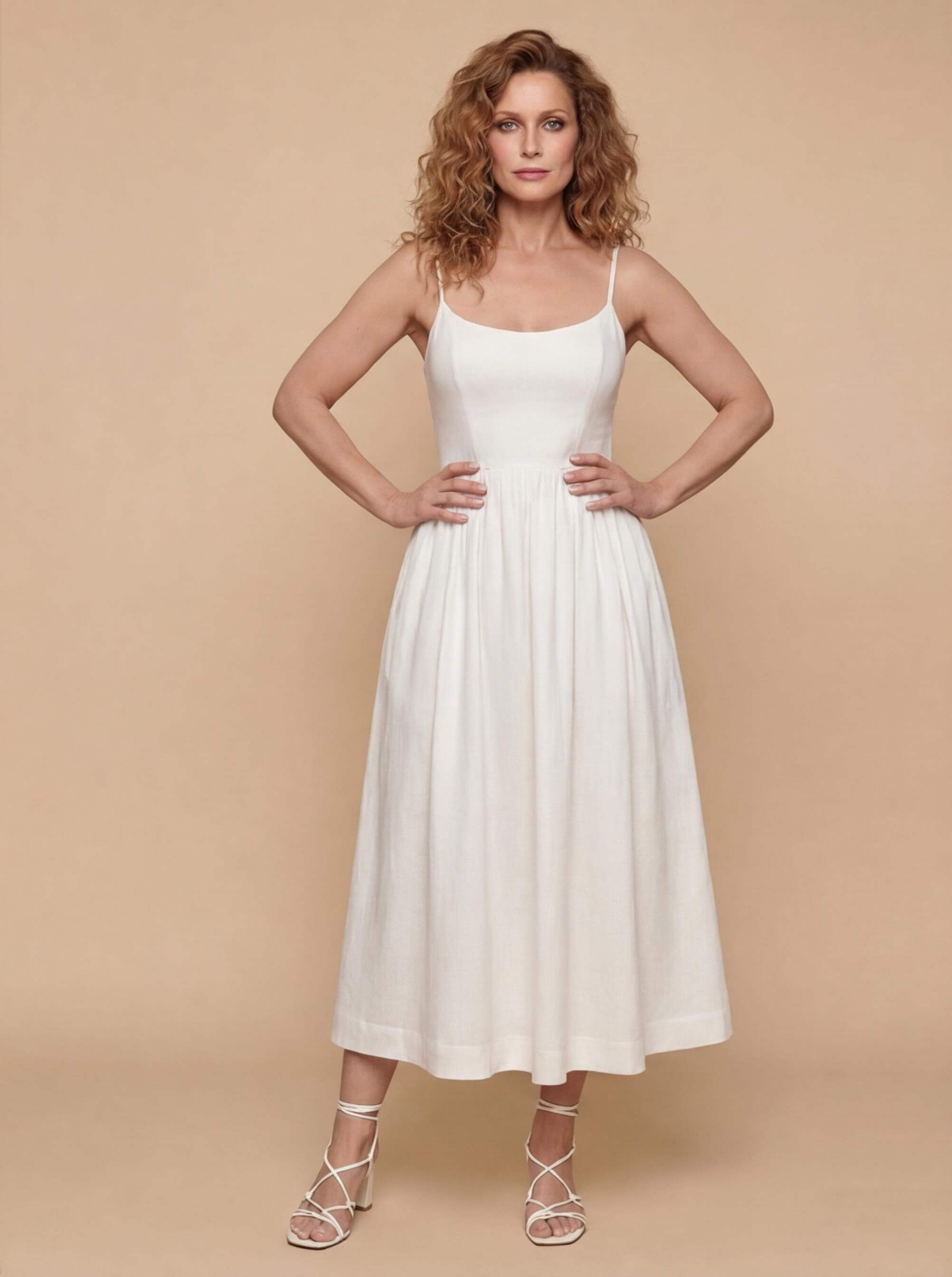 Damen Midi Kleid mit Dünnen Trägern – Fließende Eleganz für Jeden Tag