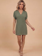 Drapiertes Damen-Minikleid mit V-Ausschnitt