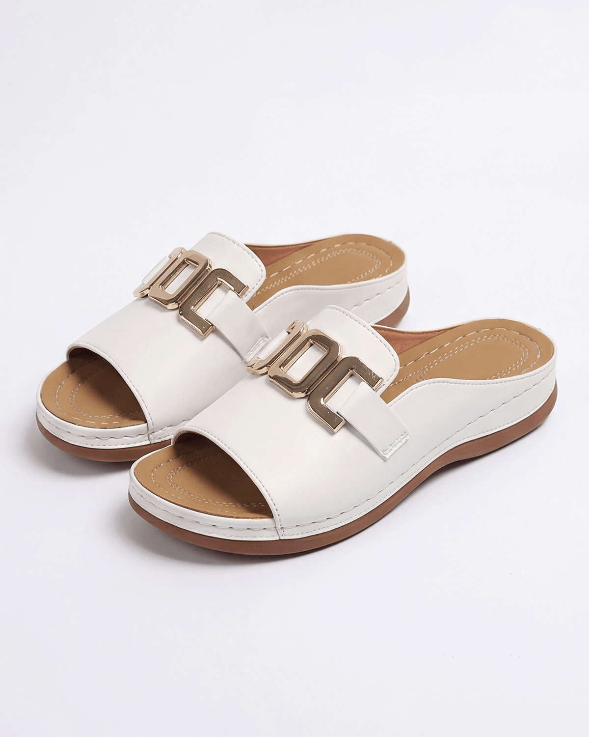 Damen Slides mit Goldketten-Detail