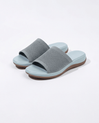Damen Slide-Sandalen mit gepolsterter Sohle – Strickoptik