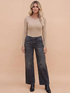 Damen Wide-Leg Jeans mit Distressed-Details