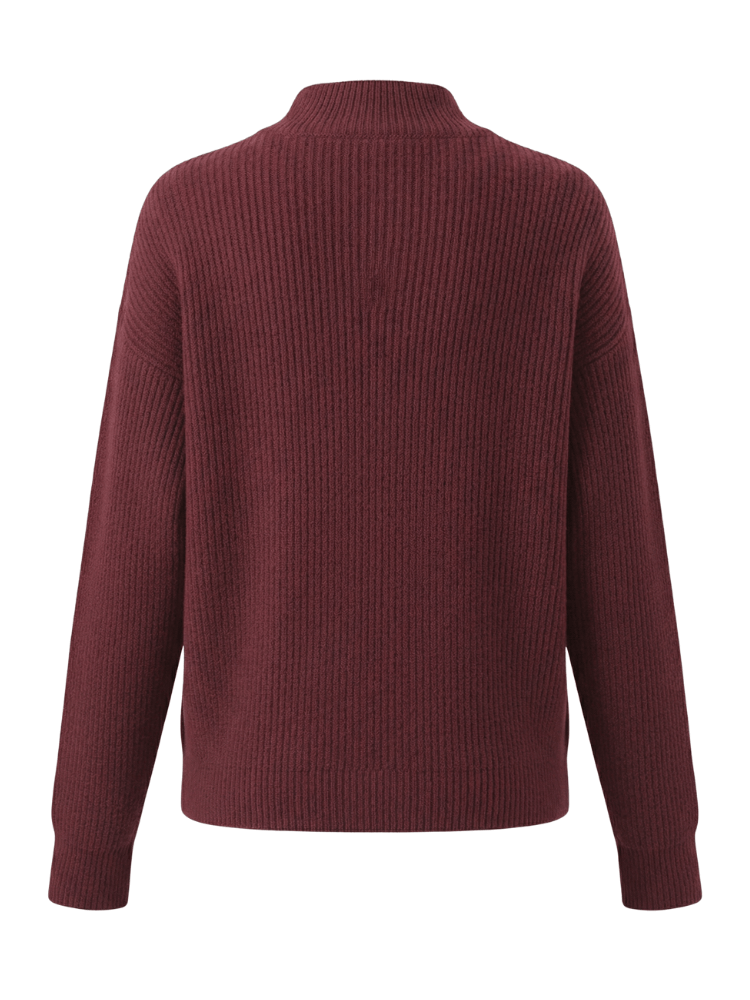 Damen Wickelpullover – Gerippter Strick mit asymmetrischem Saum