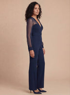 Damen Jumpsuit mit weitem Bein – Marineblau, Elegante Ausstrahlung & Mühelose Selbstsicherheit