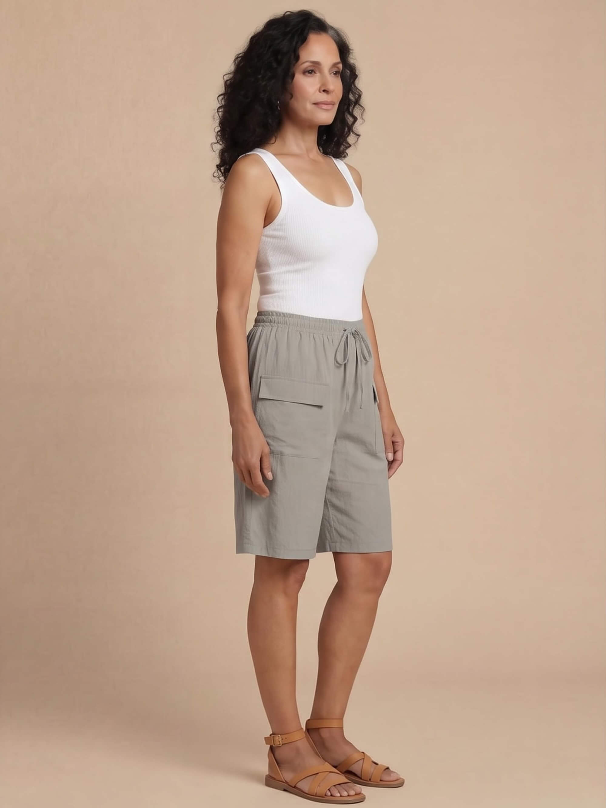 Damen-Cargo-Bermudashorts mit Tunnelzug