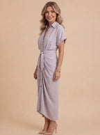 Damen Midi Sommerkleid mit Raffung
