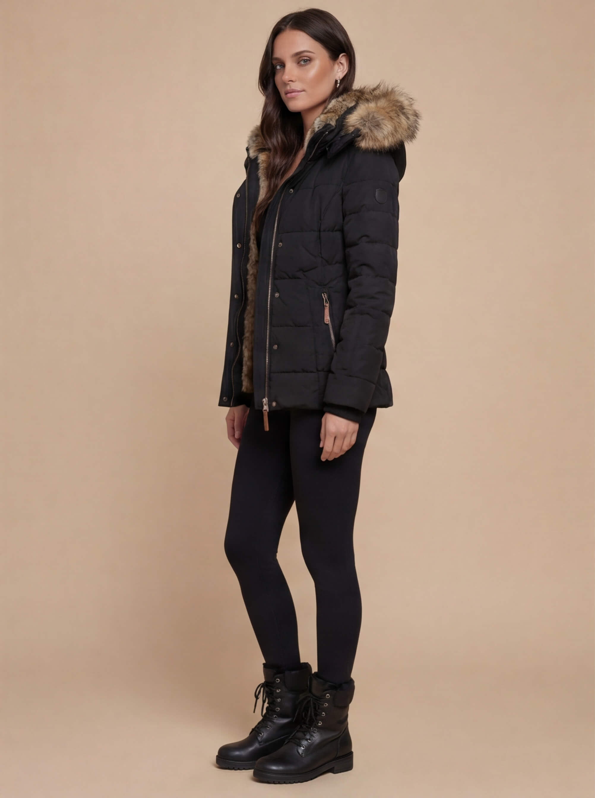 Damen Winterjacke – Gefüttert – Warme Parka mit Fellkapuze