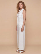 Ärmelloser Damen-Jumpsuit mit Kragen und weitem Bein