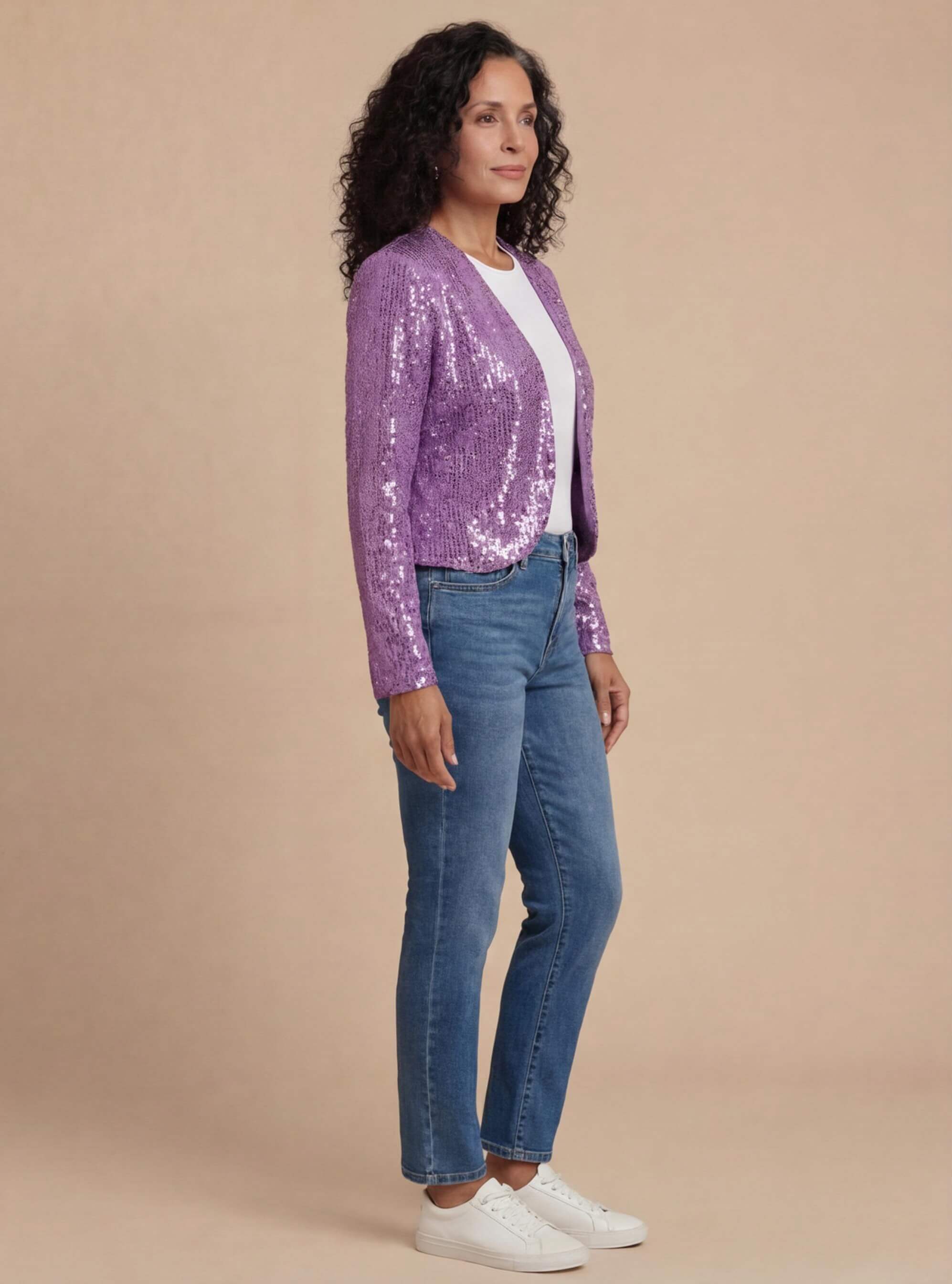 Damen Glitzer Pailletten Cardigan Jacke – Cropped Fit & Eleganter Abend-Glanz