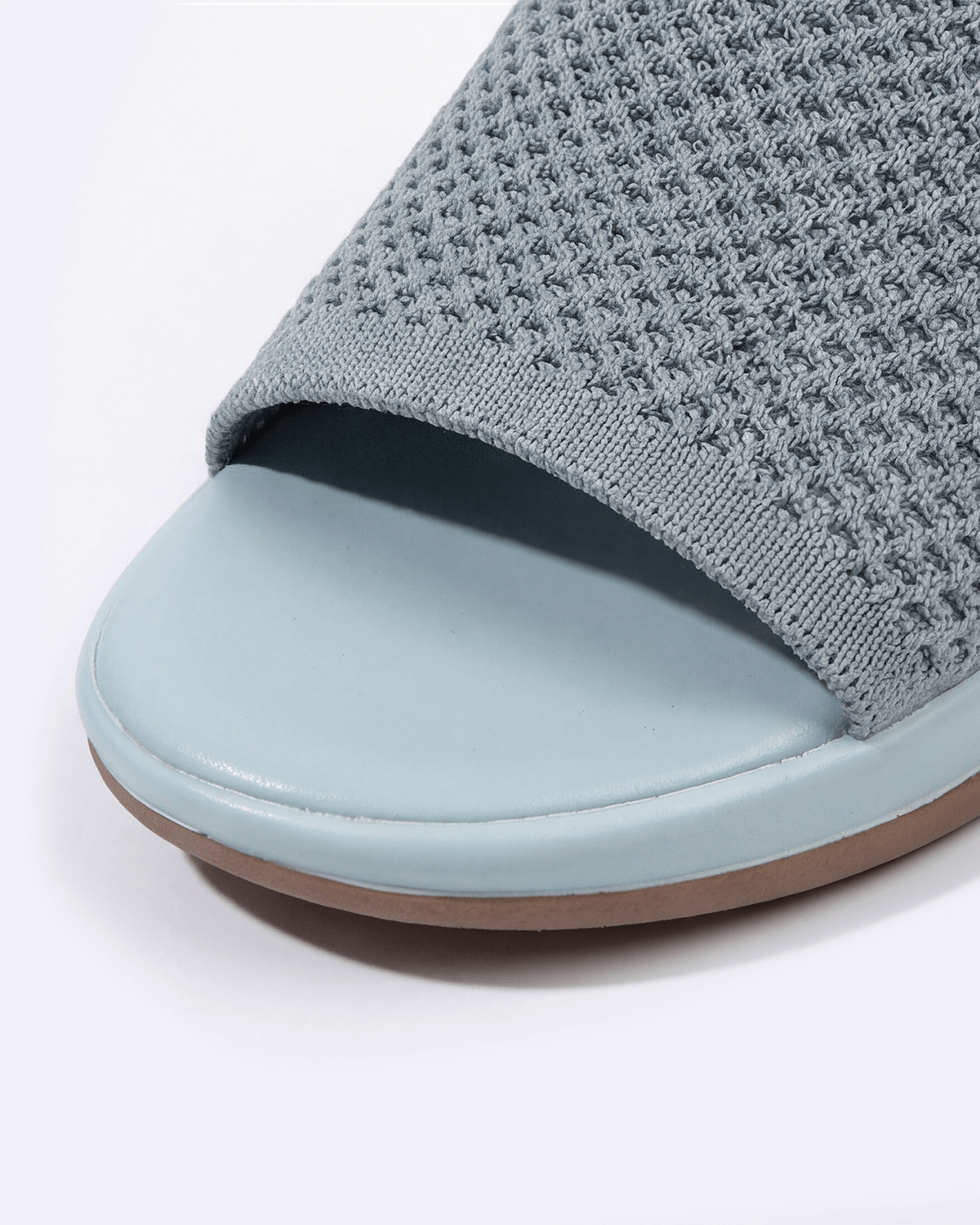 Damen Slide-Sandalen mit gepolsterter Sohle – Strickoptik