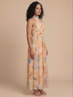 Damen-Midikleid mit Neckholder-Ausschnitt und Print