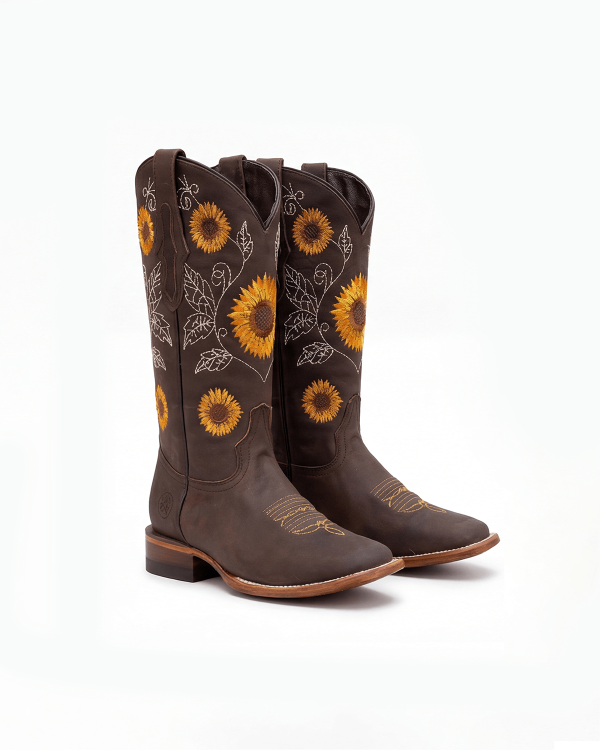 Botas camperas para mujer: con bordado de girasoles