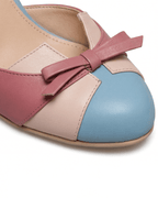 Damen High Heels mit Knöchelriemen – Pastell Colorblock mit Schleife