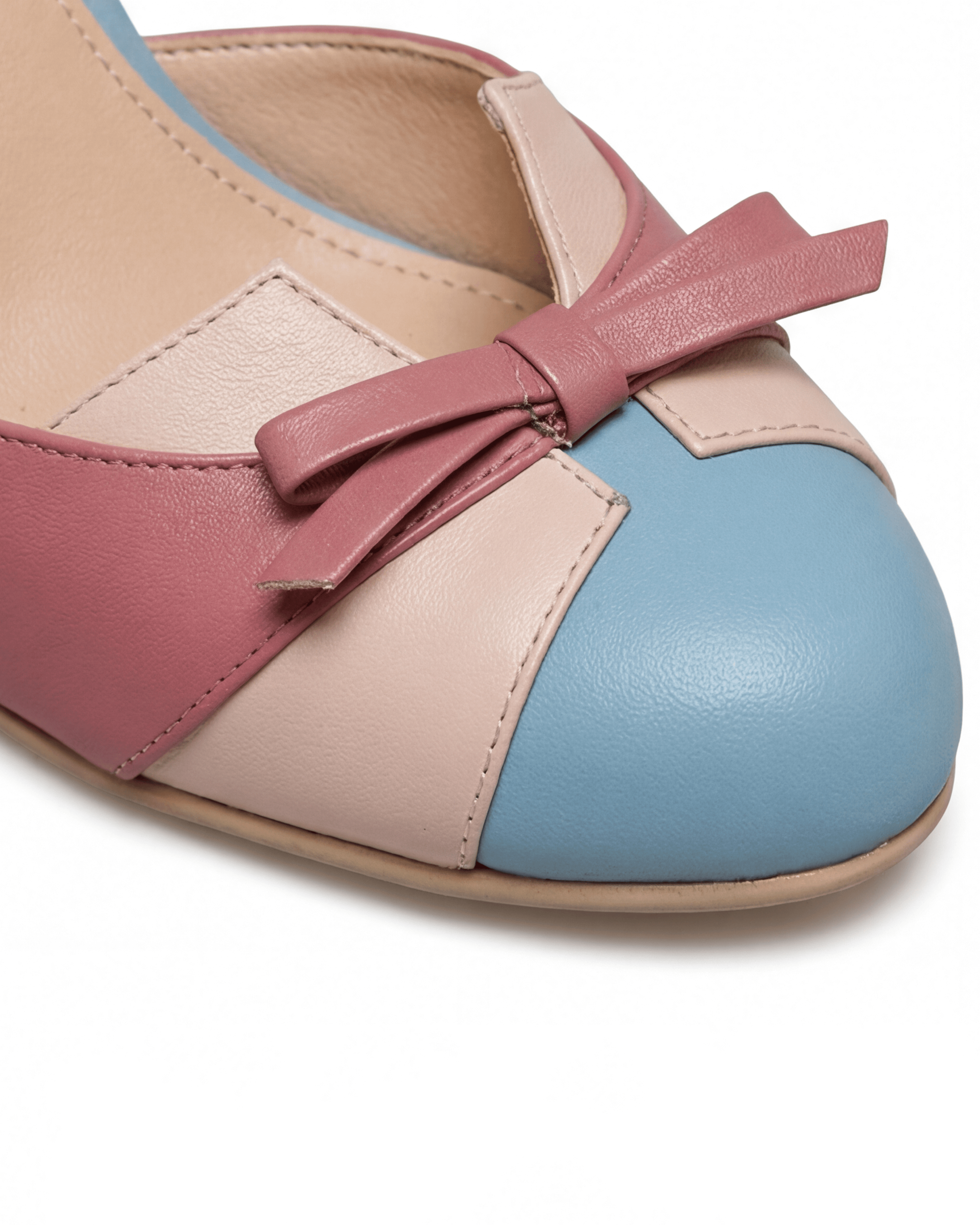 Damen High Heels mit Knöchelriemen – Pastell Colorblock mit Schleife