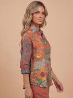 Damen Baumwollhemd mit Blumenmuster