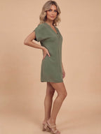 Drapiertes Damen-Minikleid mit V-Ausschnitt