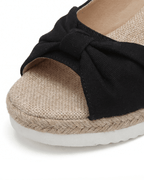 Damen Plateau-Keilsandalen – Slingback mit Knoten-Detail