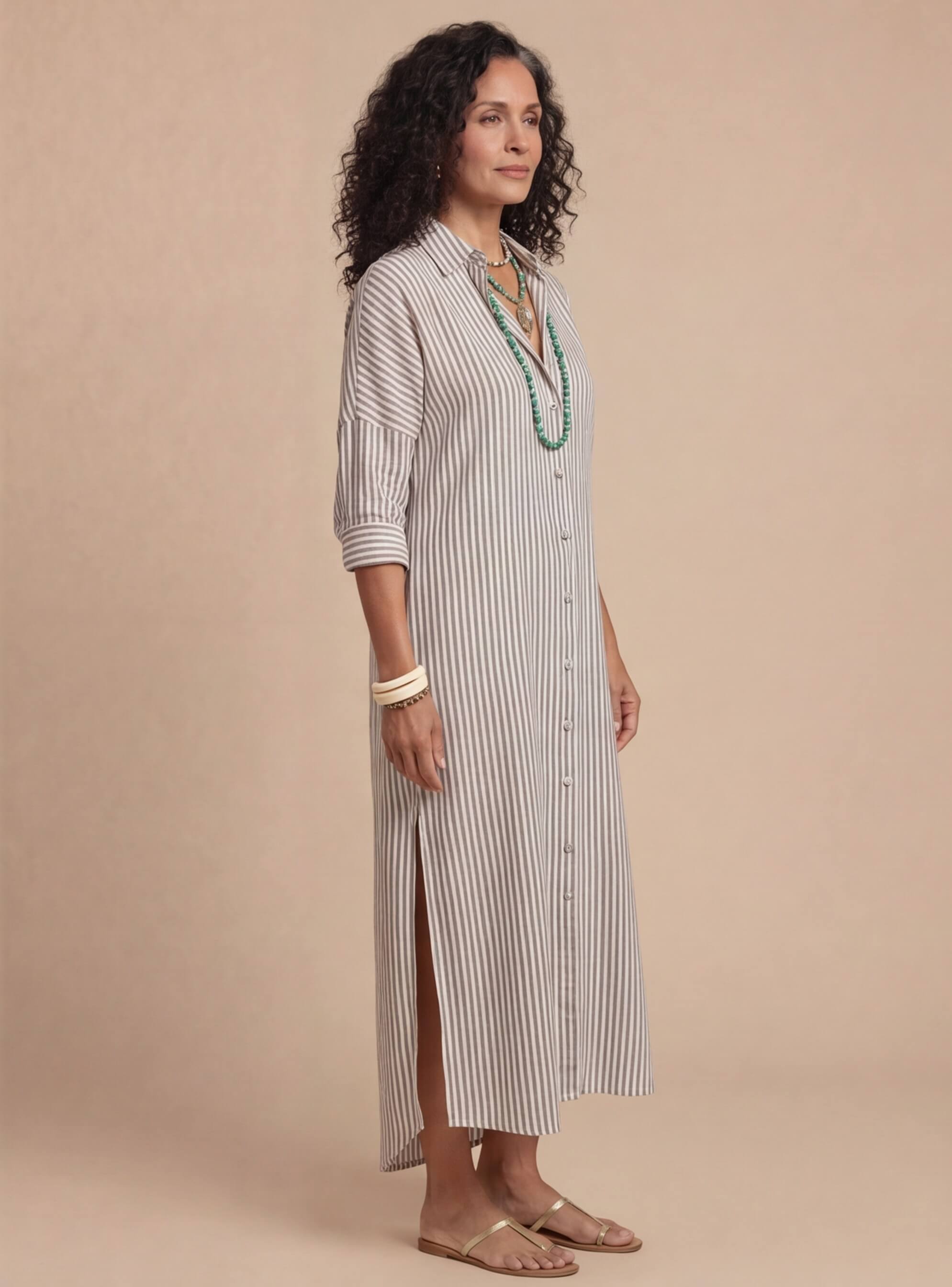 Gestreiftes Damen-Hemdblusenkleid – Leicht & Mühelos Elegant