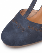 Damen Pumps mit Blockabsatz – Zweifarbige T-Riemchen