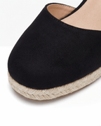Damen Pumps mit Knöchelriemen – Espadrille-Keilabsatz