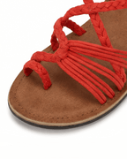 Damen Flache Sandalen – Geflochtene Riemen mit Schnürung