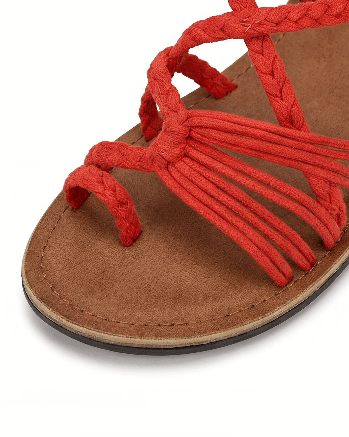Damen Flache Sandalen – Geflochtene Riemen mit Schnürung