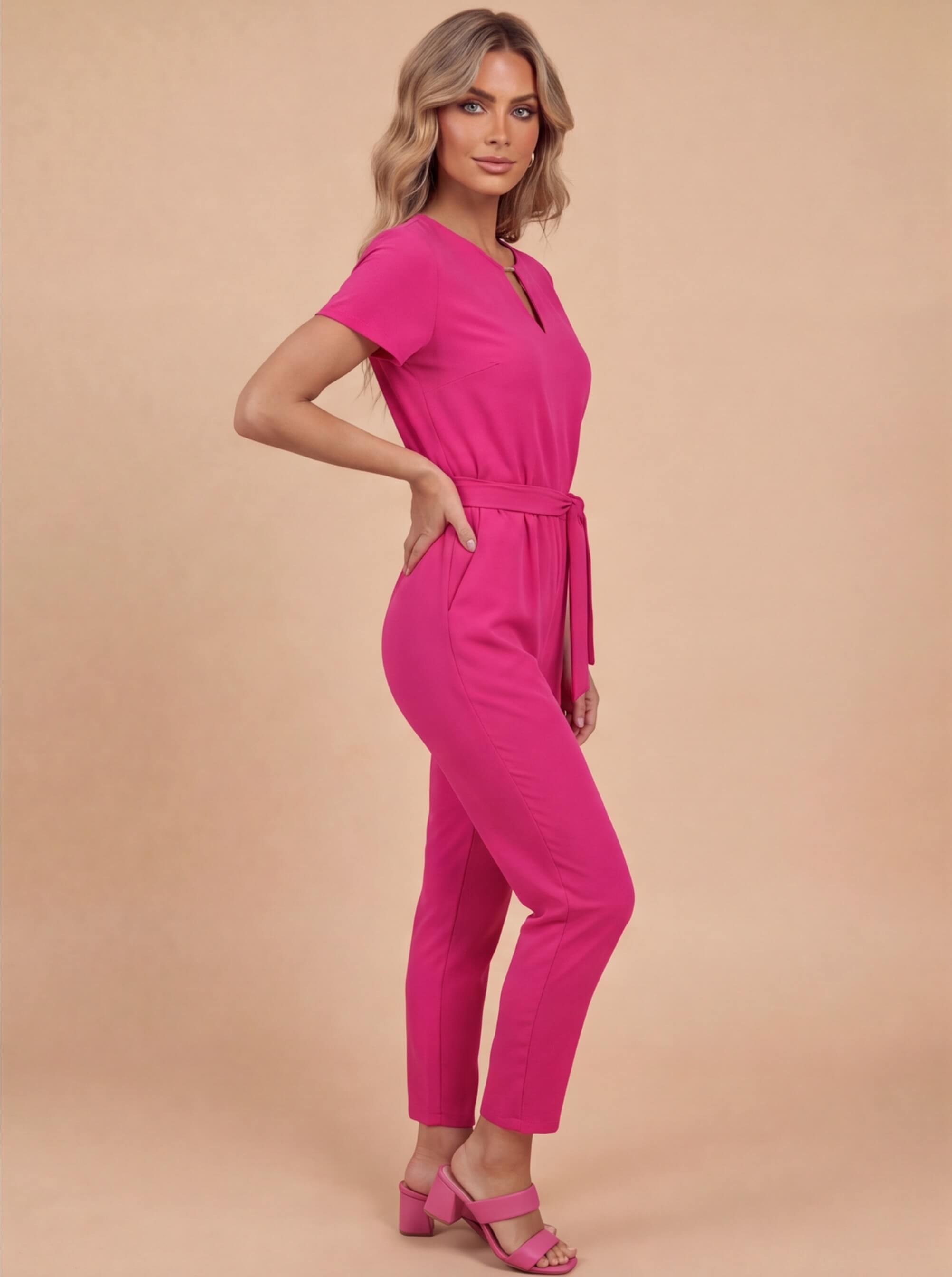 Damen Jumpsuit – Eleganter Kurzarm Jumpsuit mit Maßgeschneiderter Passform