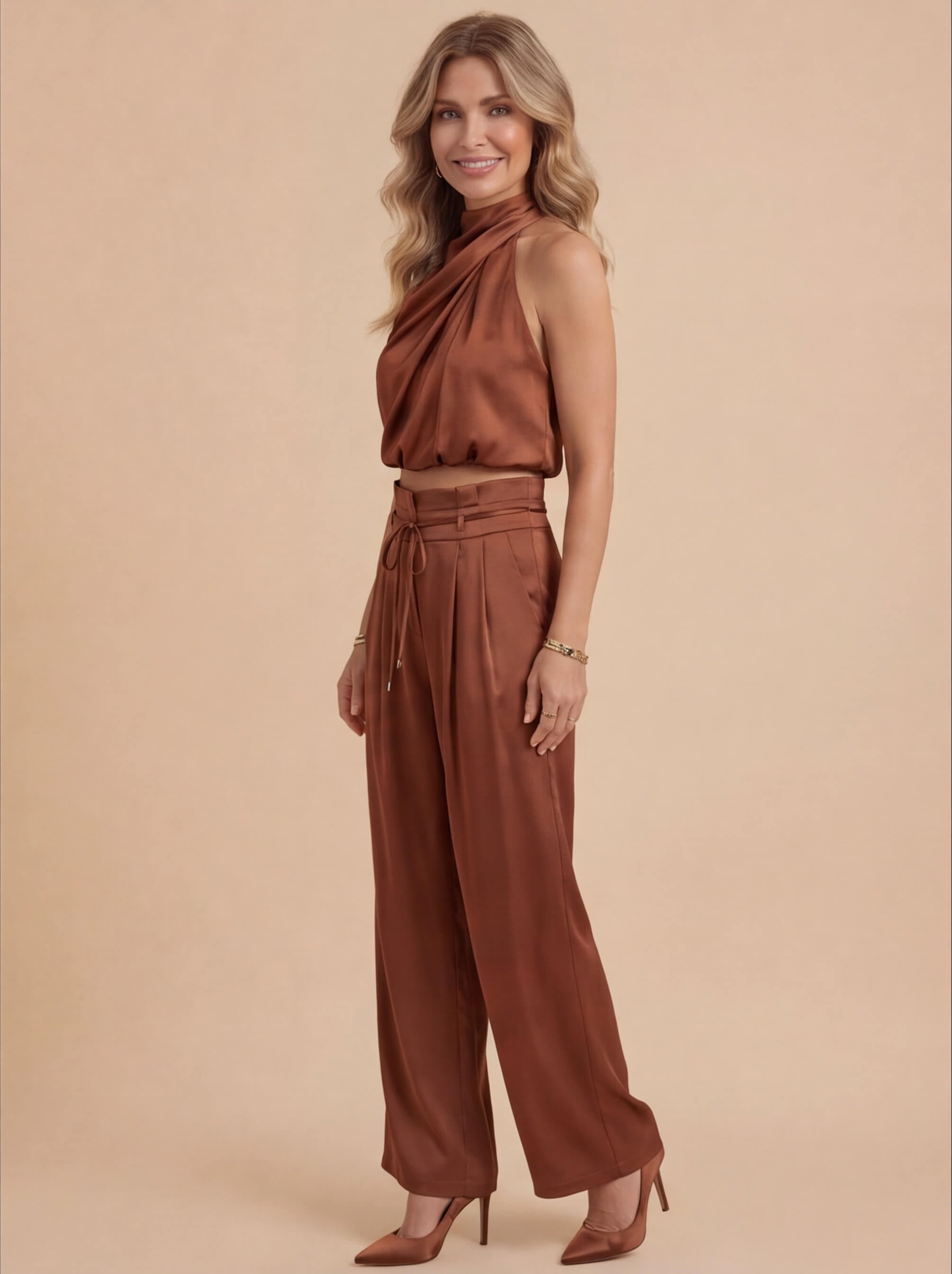 Damen-Set – One-Shoulder-Top & Weite Hose