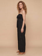 Damen-Jumpsuit mit trägerlosem Smokoberteil und weitem Bein
