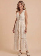 Damen Sommer Maxikleid – Boho Spitze Eleganz