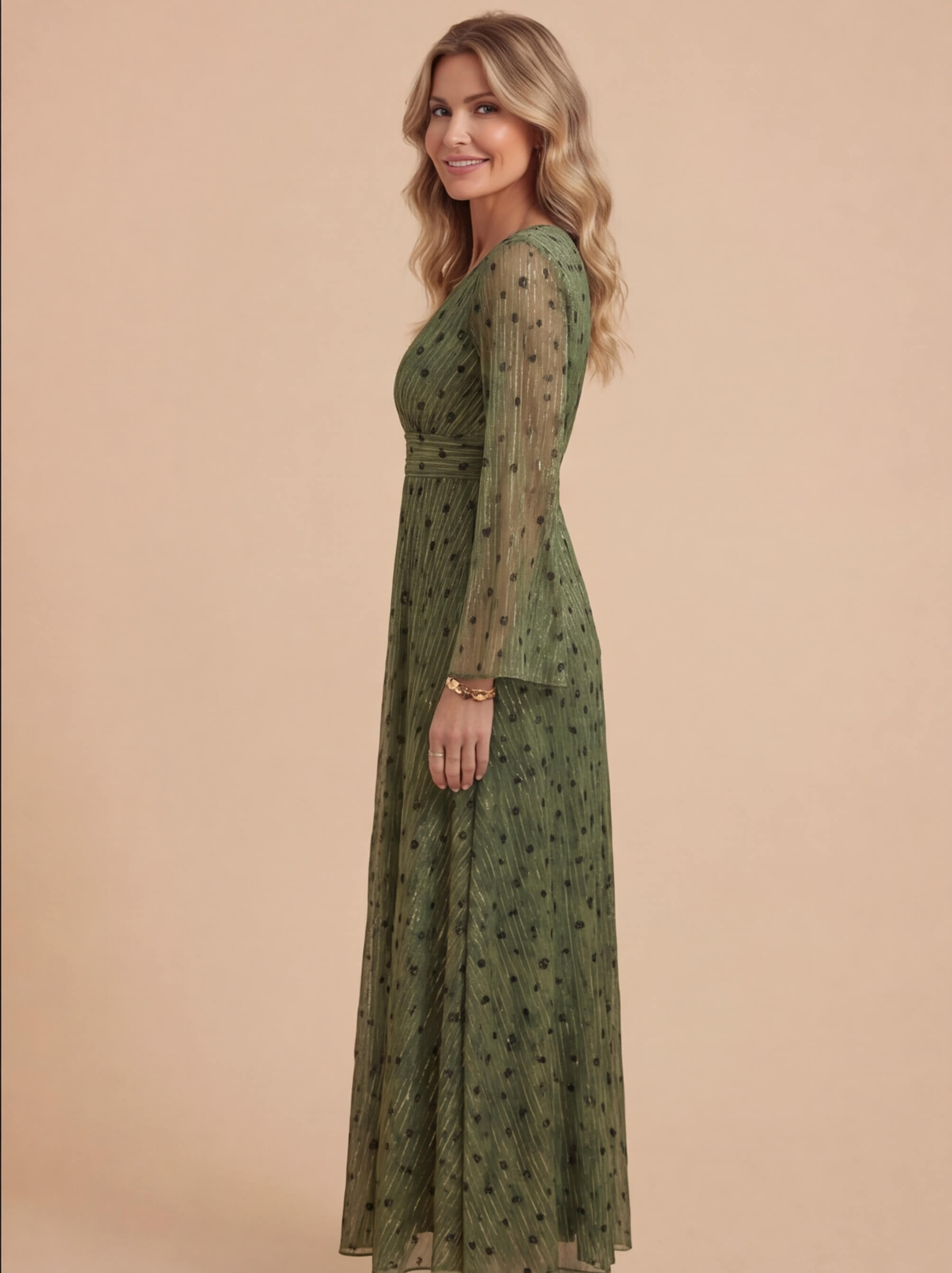 Vestido maxi boho para mujer con brillo