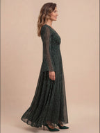 Boho Damen-Maxikleid mit Schimmer