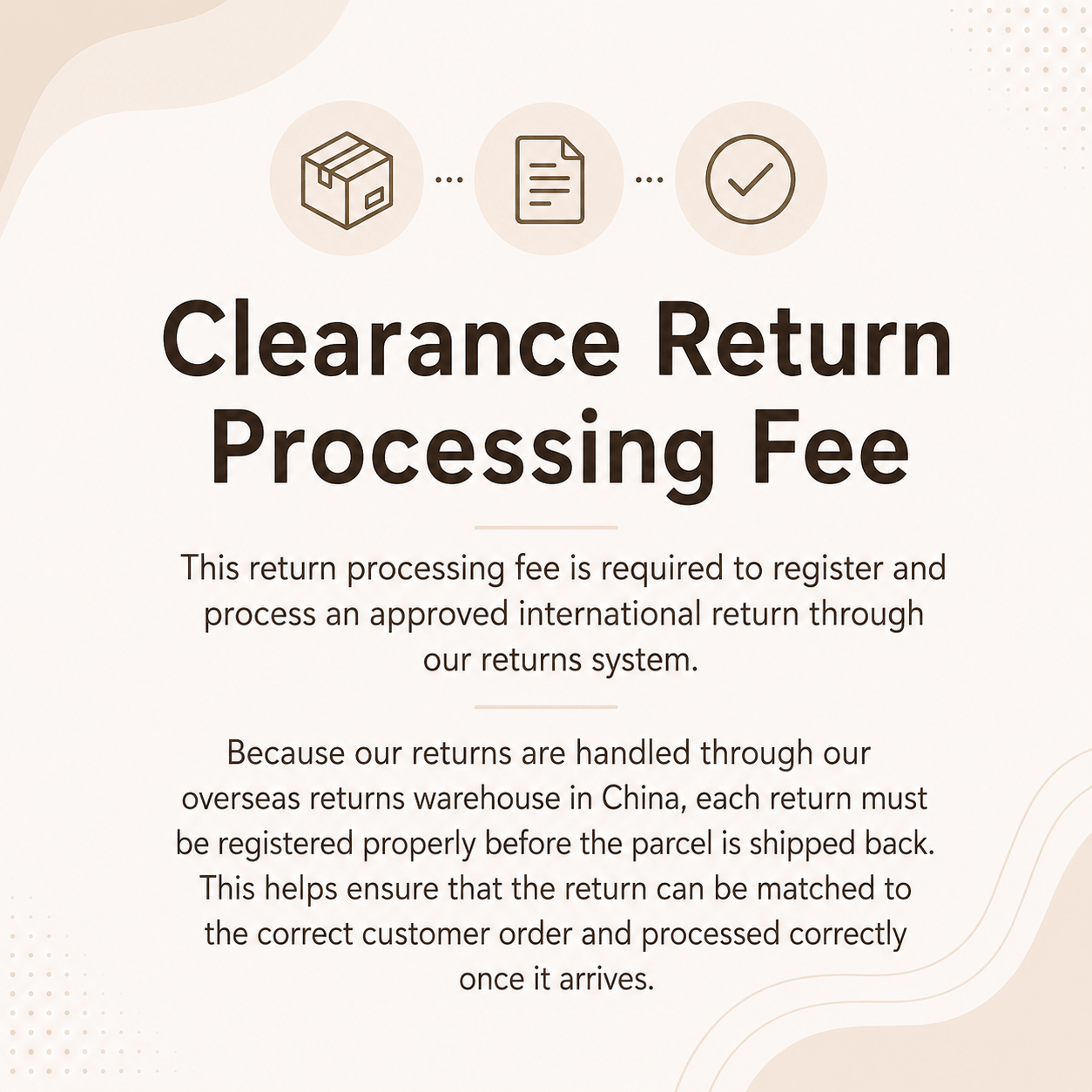 Frais de traitement des retours en liquidation